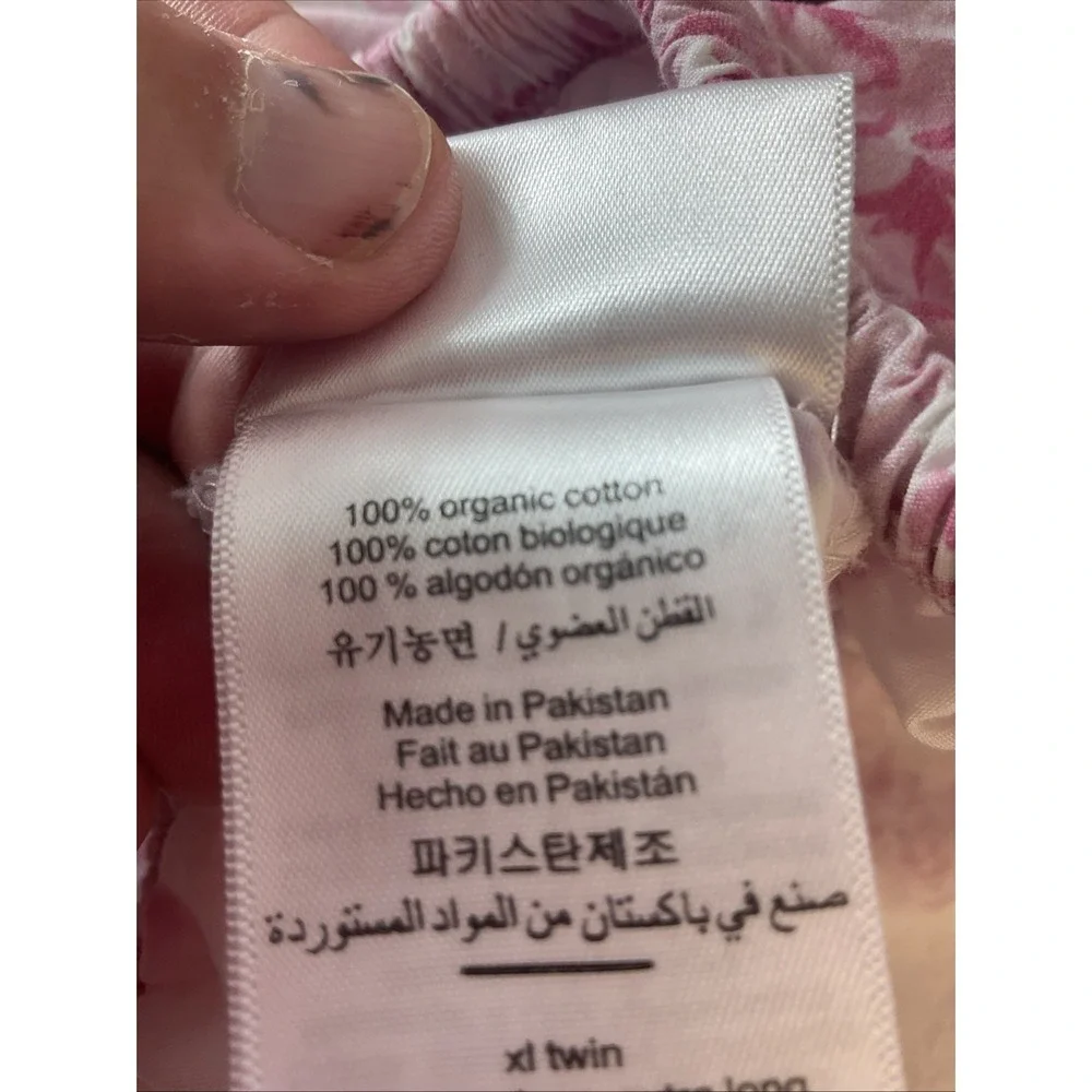 Pottery Barn LoveShackFancy Garden Damask Organic Fitted Sheet Twin XL Pink